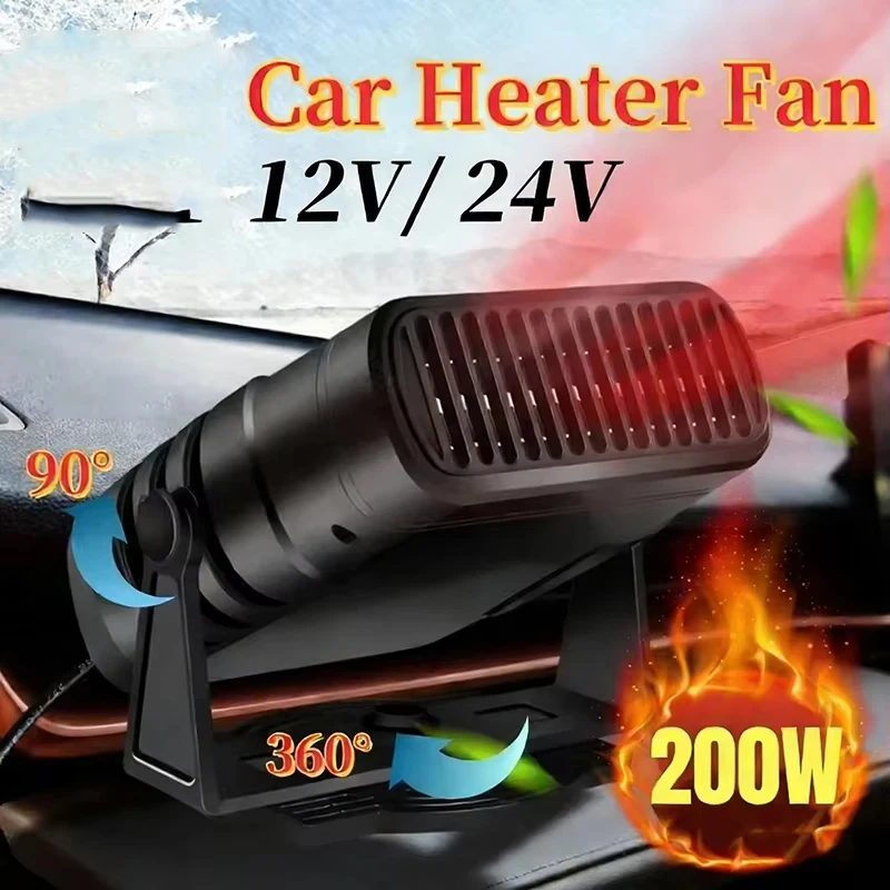 Auto Heizung 12V/24V Heizung Tragbare Defogger Defroster Heizung Fan 200W Trockner Windschutzscheibe Anti-beschlag Haushalts heizung Ne Image