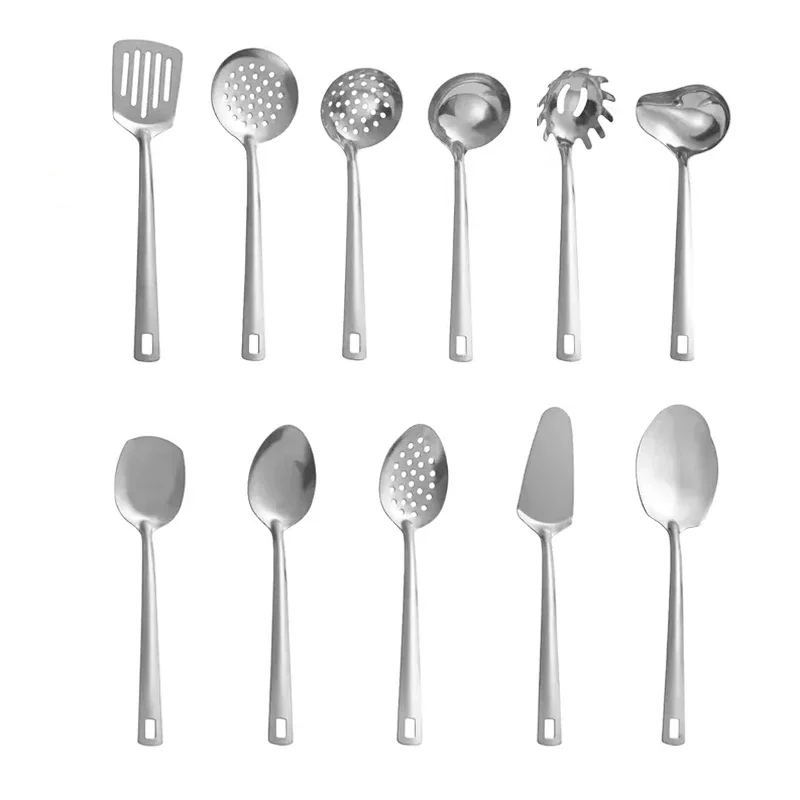 Ensemble de 11 ustensiles de cuisine en acier inoxydable, ensemble de cuillères et spatules, spatules de cuisine complètes, ustensiles de cuisine
