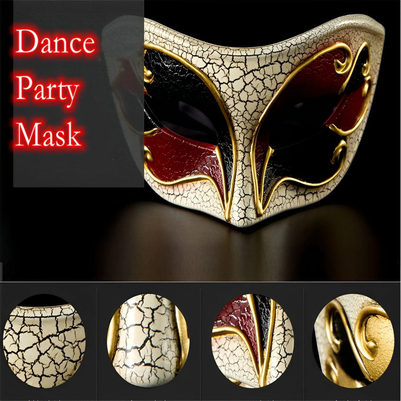 Retro-Maskerade-Maske für Männer, cool, für Halloween, Karneval, venezianisch, kariert, Musikparty, Gesichtsbedeckung, ausgefallene Bankettmasken Image