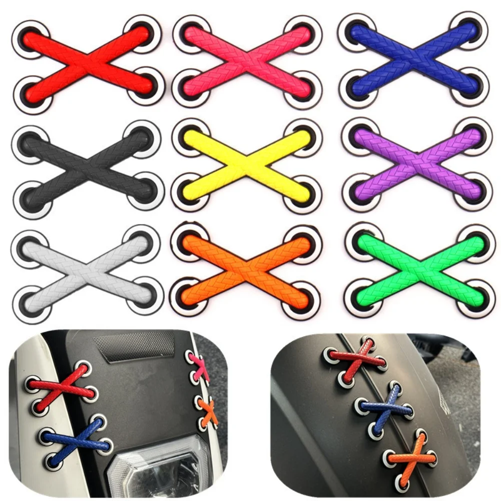 1 pièces autocollants de voiture multicolore PVC moto 3D croix lacets autocollant décoratif autocollant Auto moto décalcomanies accessoires