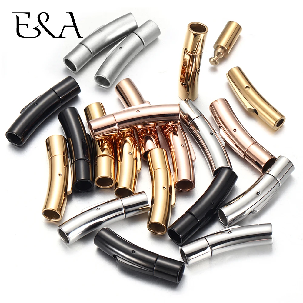 Chiusura a baionetta in acciaio inossidabile 2mm 3mm 4mm 5mm 6mm 8mm Foro PushLock Fibbia in pizzo Cavo in pelle Catenacci Bracciale Creazione di gioielli