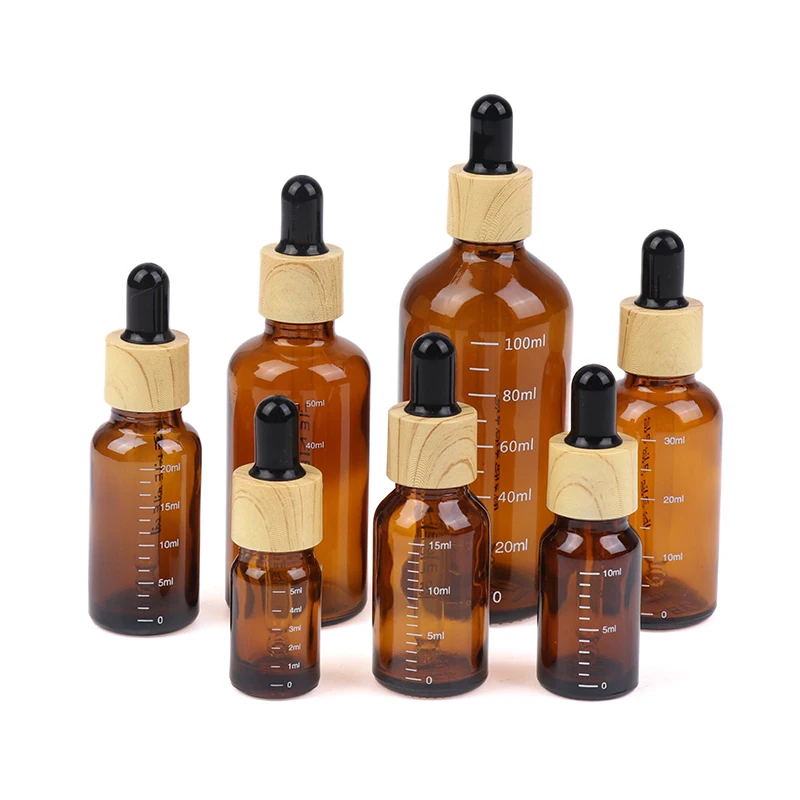10 ml-50 ml Tropfflaschen mit Skala Reagenz Augentropfen Bernstein Glas Aromatherapie Flüssigkeitspipette Flasche nachfüllbare Flaschen Reise Image
