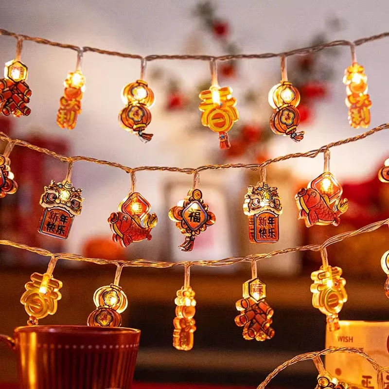 1,5 m, 10 Stück, LED-Lichterkette, chinesisches Frühlingsfest-Thema, Lichterkette für den Innen- und Außenbereich, Atmosphäre, Neujahrsdekoration, Partyzubehör