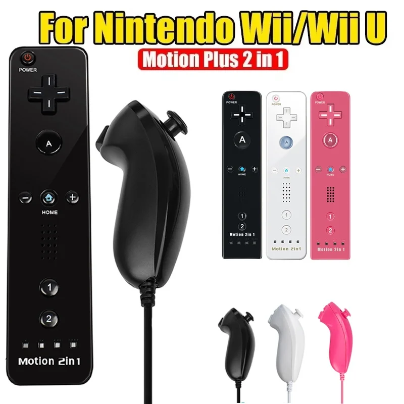 Manette de jeu sans fil 2 en 1 compatible avec Wii U, ensemble de manettes de jeu avec Motion Plus, jeu vidéo pour accessoires de jeu Wii