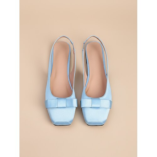 Hellblaue Damen-Ballerinas mit Schleife, elegante und bequeme Schuhe für Brautjungfern bei Gartenhochzeiten im Freien Image