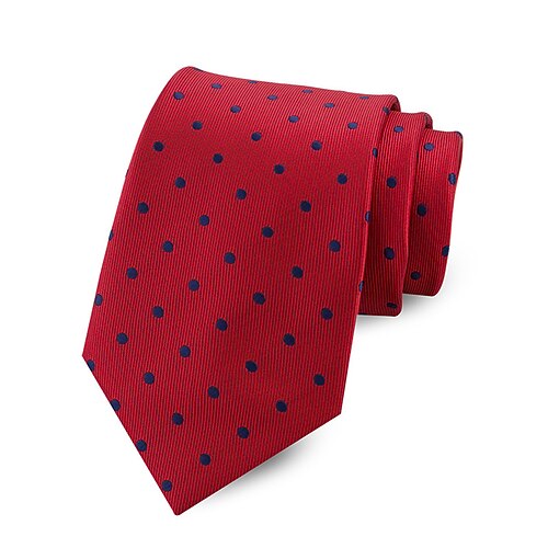 Herrenkrawatte aus Polyester mit Polka-Dots, klassisches, mehrfarbiges Punktmuster, eleganter, schmaler Stil für Trauzeugen, Hochzeiten, formelle Abendessen, Bankette und Geschäftsveranstaltungen Image