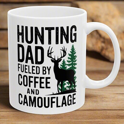 Lustige Geschenktasse für Papa, Vatertagsüberraschung, Keramik-Kaffeetasse, lustiges Geburtstagsgeschenk für Papa, angetrieben von Kaffee Image