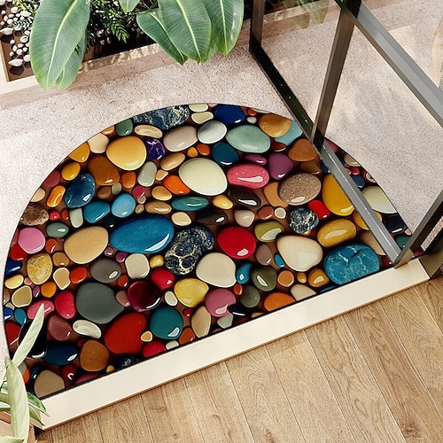 Fußmatte im amerikanischen Stil, halbrund, rutschfest, saugfähig, für Eingangsbereich, Badezimmer, Toilette, Innenbereich Image