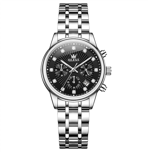 OLEVS Damen Armbanduhr Lässig leuchtend Kalender Edelstahl Beobachten Image