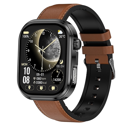 iMosi GE52 Smartwatch 1.88 Zoll Smartwatch mit Bluetooth-Anruffunktion EKG PPG Temperaturüberwachung Schrittzähler Kompatibel mit Android iOS Unisex Freisprechanrufe Mediensteuerung Schrittzähler Image