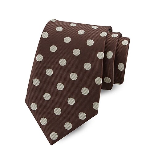 Herrenkrawatte aus Polyester mit Polka-Dots, klassisches, mehrfarbiges Punktmuster, eleganter, schmaler Stil für Trauzeugen, Hochzeiten, formelle Abendessen, Bankette und Geschäftsveranstaltungen Image