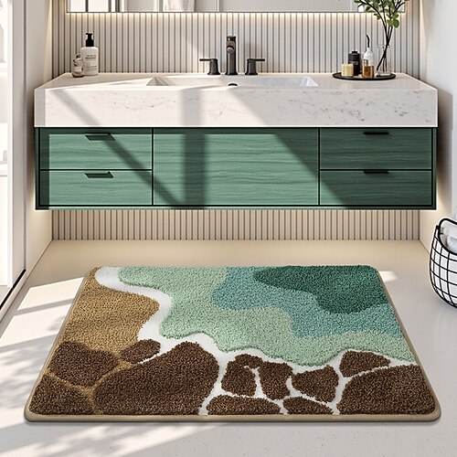 Badematte, saugfähig, rutschfest, minimalistisch, WC-Türmatte, dicker, weicher Teppich für Waschbecken, Dusche und Badezimmer Image