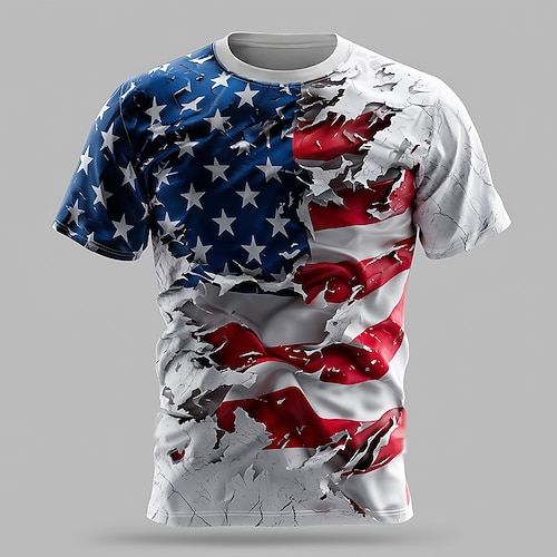 4. Juli 2026 250. Memorialtag Herren Patriotische Abgeplatzte Patriot Grafik Amerikanische Flagge T-Shirt Image