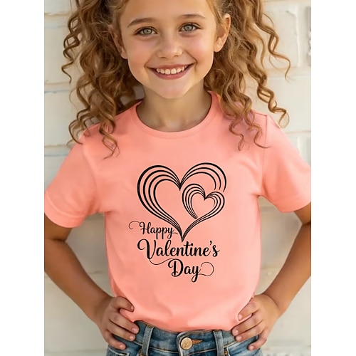 Unisex 3D Herz Grafik T-Shirt Kurzarm 3D-Druck Sommer Frühling Sport Mode Streetwear Kinder 4-12 Jahre Rundhalsausschnitt Lässig Täglich Outdoor Normale Passform Image