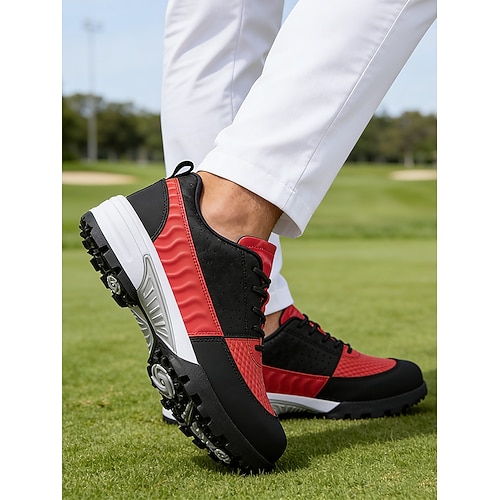 Herren-Golfschuhe in Schwarz und Weiß, strapazierfähig, atmungsaktiv, bequeme Passform, perfekt für Golf und Feierlichkeiten. Image
