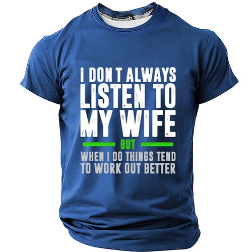 Herren Lustiger Slang T Shirt Kurzarm T-Shirt 3D-Druck Rundhalsausschnitt Hemd Mode Täglich Täglich Straße Blau Heather Grey Schwarz Sommer Frühling Bekleidung S M L XL XXL XXXL