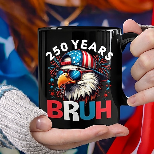 Tasse zum 250. Jahrestag der Vereinigten Staaten, patriotisches Geschenk, Keramik-Kaffeebecher zum 550. Jahrestag, 1776–2026 Amerika 250, Geschenk zum Unabhängigkeitstag (4. Juli) für Männer und Image