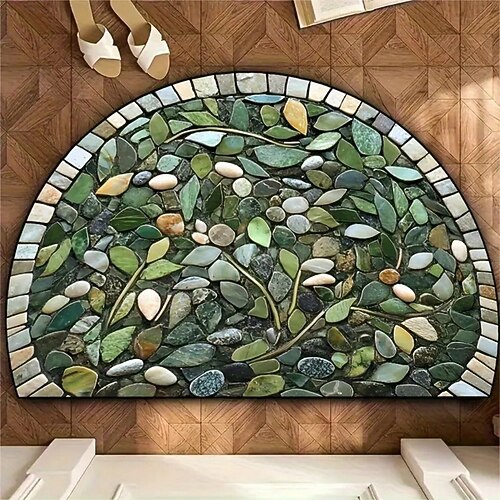 Fußmatte im amerikanischen Stil, halbrund, rutschfest, saugfähig, für Eingangsbereich, Badezimmer, Toilette, Innenbereich Image