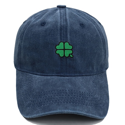 Unisex Baseballkappe Hellblau Armee-Grün Baumwolle Bestickt UV Schutz Clover Alltagstauglich Lässig St. Patricks Day Lässig Täglich St. Patrick Day Einfarbig Vierblättriges Kleeblatt Muster Image