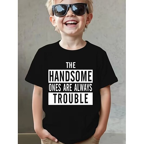 Jungen 3D Grafik Buchstabe T-Shirt Kurzarm 3D-Druck Sommer Frühling Sport Mode Streetwear Kinder 4-12 Jahre Rundhalsausschnitt Lässig Täglich Outdoor Normale Passform Image