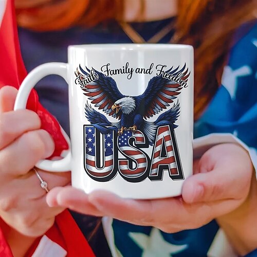 Tasse zum 250. Jahrestag der Vereinigten Staaten, patriotisches Geschenk, Keramik-Kaffeebecher zum 550. Jahrestag, 1776–2026 Amerika 250, Geschenk zum Unabhängigkeitstag (4. Juli) für Männer und Image