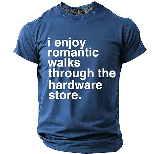 Witziges, sarkastisches Zitat: „Ich genieße romantische Spaziergänge durch den Baumarkt." Schwarzes Grafik-T-Shirt mit Humor für Herren, Größen S, M, L, XL, XXL und XXXL Image