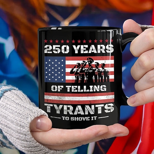 Tasse zum 250. Jahrestag der Vereinigten Staaten, patriotisches Geschenk, Keramik-Kaffeebecher zum 550. Jahrestag, 1776–2026 Amerika 250, Geschenk zum Unabhängigkeitstag (4. Juli) für Männer und Image