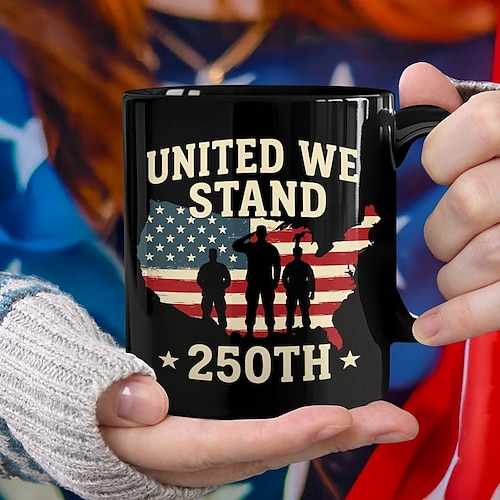 Tasse zum 250. Jahrestag der Vereinigten Staaten, patriotisches Geschenk, Keramik-Kaffeebecher zum 550. Jahrestag, 1776–2026 Amerika 250, Geschenk zum Unabhängigkeitstag (4. Juli) für Männer und Image