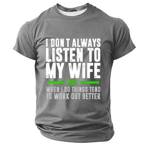 Herren Lustiger Slang T Shirt Kurzarm T-Shirt 3D-Druck Rundhalsausschnitt Hemd Mode Täglich Täglich Straße Blau Heather Grey Schwarz Sommer Frühling Bekleidung S M L XL XXL XXXL