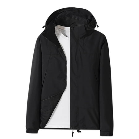 Rohuuque Boys Girls Waterproof Hooded Jackets Raincoats Fall Winter Outerwear Warm Casual Coat zipper Hooded Windbreaker Jacket Black