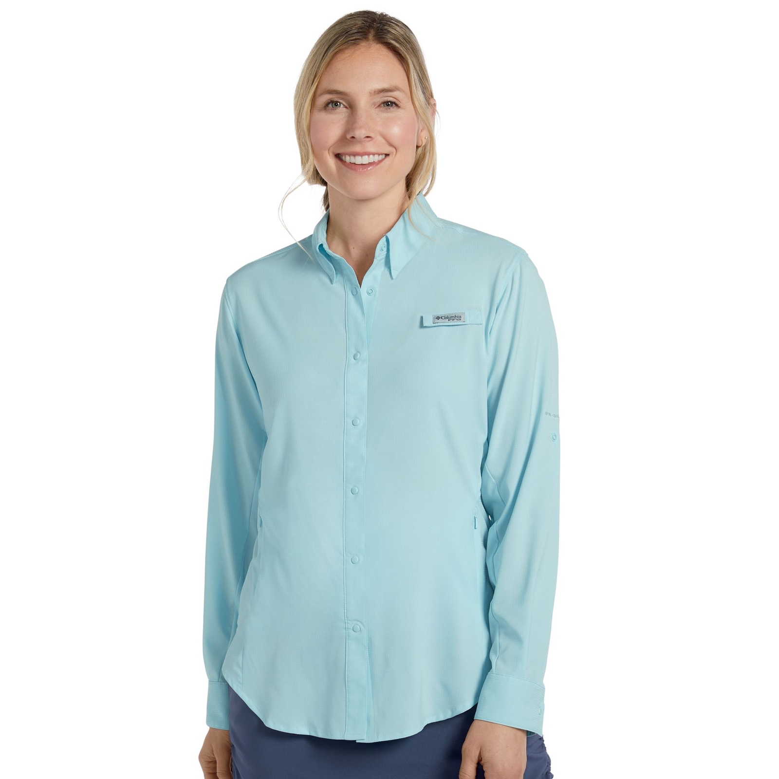 Columbia Women's Tamiami II Long-Sleeve Shirt (Size 3X) Marine Light, Polyester