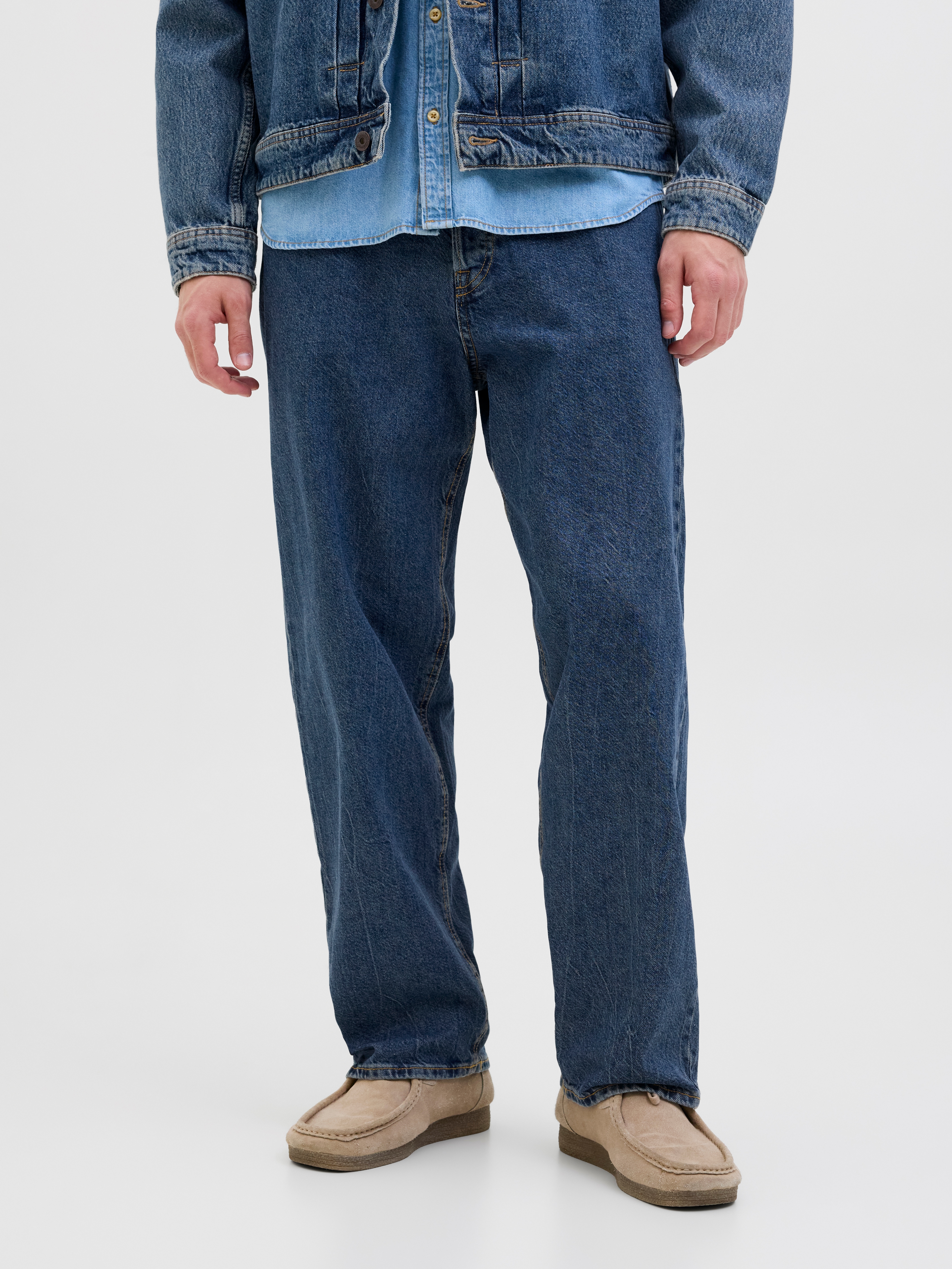 Relax-fit-Jeans JACK & JONES "JJIALEX JJORIGINAL SQ 738", Herren, Gr. 33, Länge 34, blau denim, Jeans