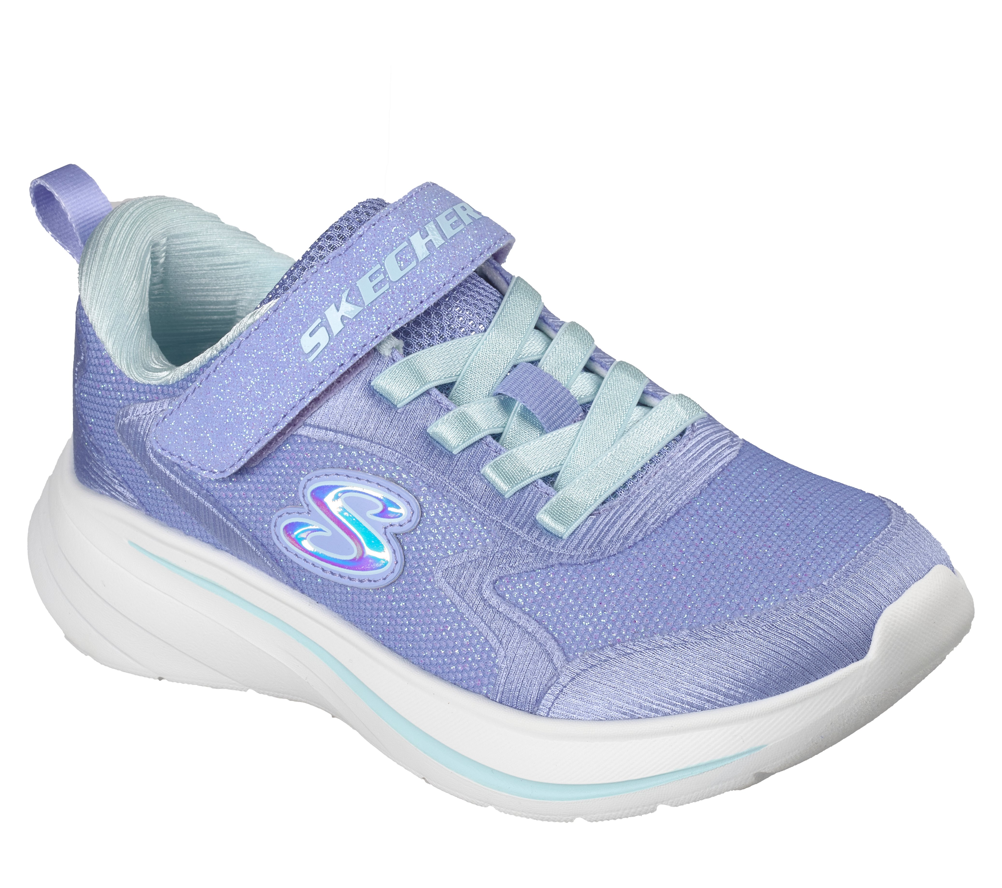 Sneaker SKECHERS "WAVE 92", Damen, Gr. 27, hellblau, Schuhe Sneaker, Schlupfschuh mit Glitzer für Mädchen, Größenschablone zum Download
