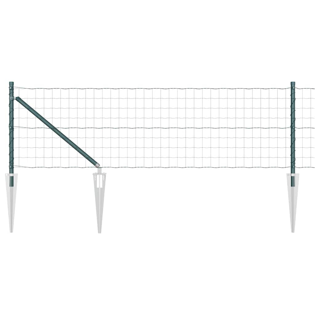 vidaXL Zaun mit Pfosten Grün 0,4 x 25 m Stahl und PVC Image