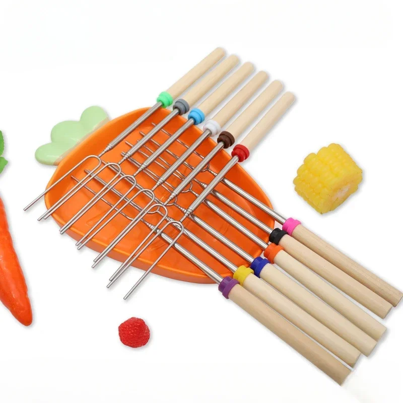 12 stücke teleskop ierbare Grill gabel Edelstahl Doppel metalls pieße Brat stock Smores Spieß für Hot Dog Grill Picknick Camping Image