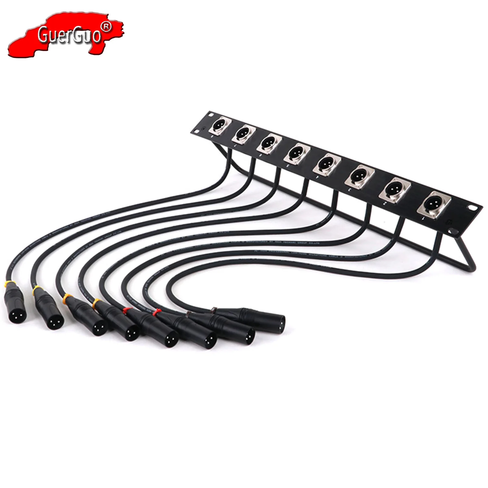 8-Loch 3Pin XLR Panel Mount MIC Stecker Buchse auf 3Pin XLR Stecker Audio Verlängerungskabel, maßgeschneiderte 8-Wege 1U Schrank XLR Jumper Rack Image