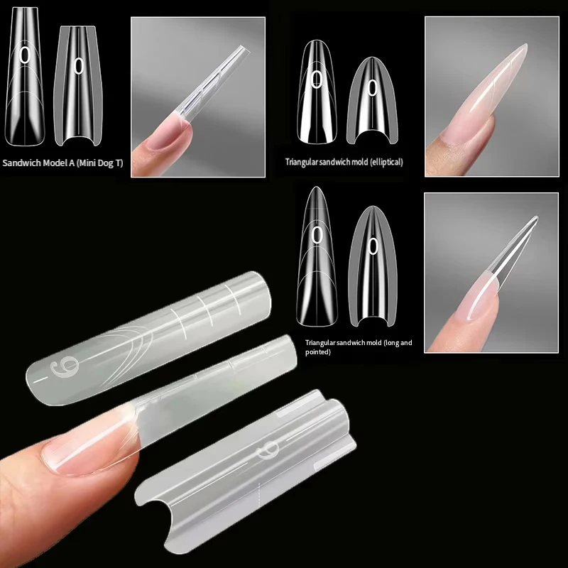240 Pezzi di Forme per Unghie Sandwich Dual Riutilizzabili, 15 Misure Miste, per Estensione Rapida, Forme Coffin e Almond, Strumenti per Manicure