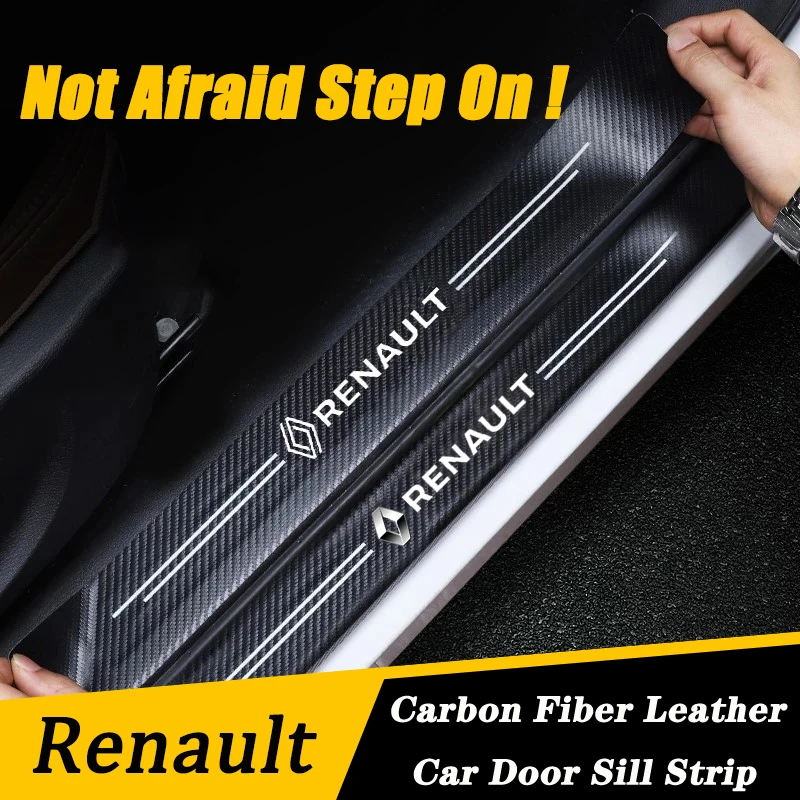 1/4/5 Pezzi Adesivi Decorativi in Fibra di Carbonio per Battitacco Auto per Renault RS Clio Megane 2 3 4 Captur Trafic Twingo Scenic 2