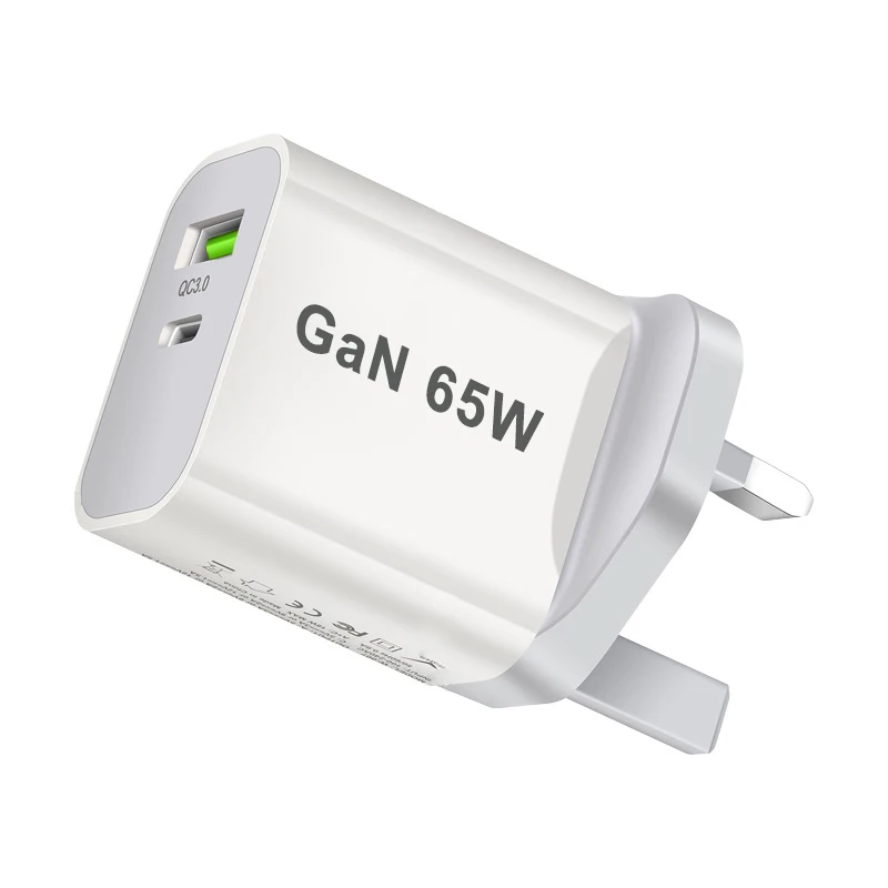 Caricabatterie USB C UK/AU/EU/US 65W PD 3.0 GaN caricabatterie adattatore di alimentazione di tipo C con caricabatterie rapido da parete a 2 porte compatibile per iPhone 13 USB