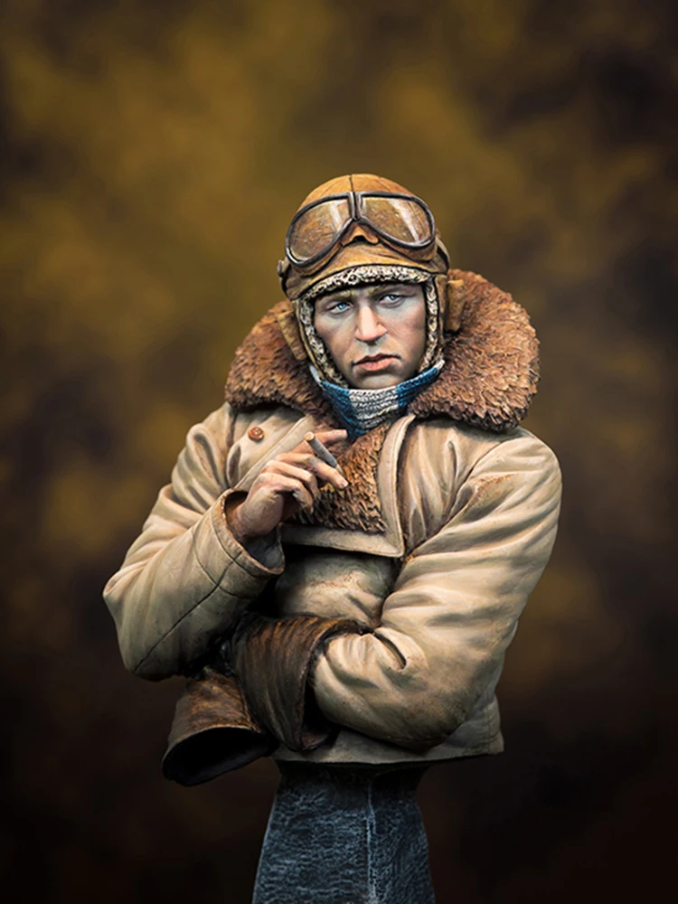 Unbemalter Bausatz 1/10 RFC Pilot im Zweiten Weltkrieg Büste Figur Historische Figur Resin Kit Image