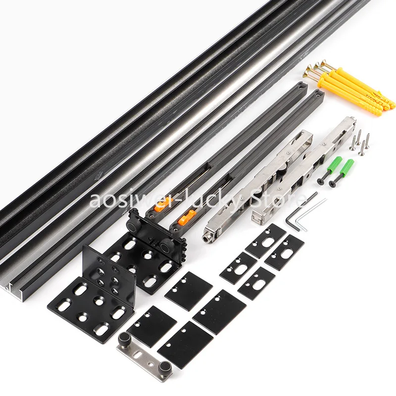 Zwei-Wege-Puffer, Geister-Tür-Hardware-Zubehör, Hängeschiene, hängende Schiebetür aus Holz, versteckte schienenlose Schiebetürschiene Image