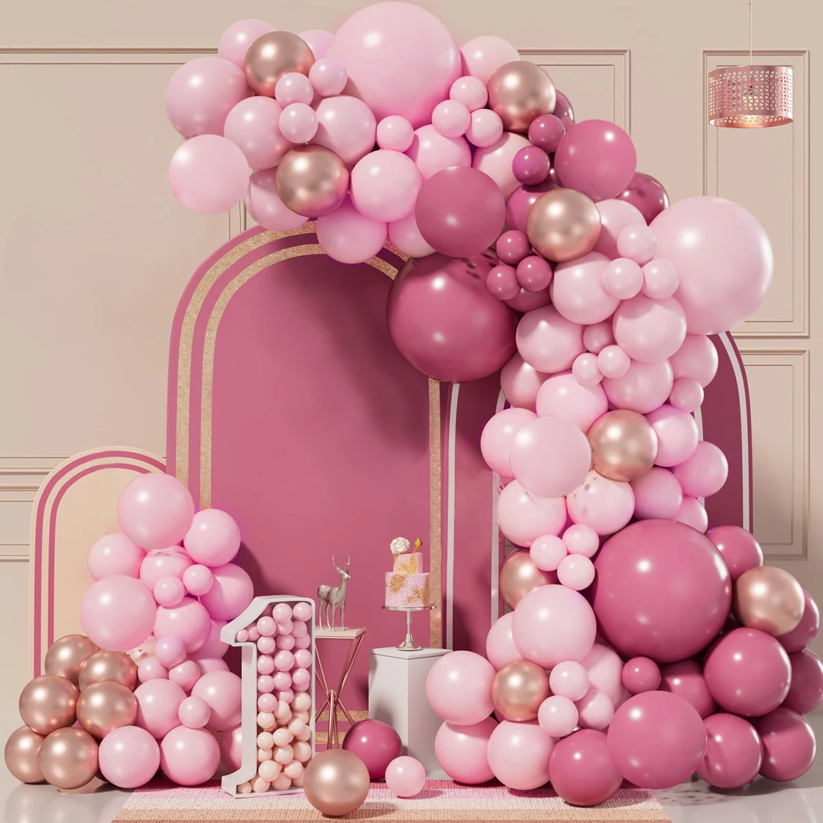 Rose Gold Ballon Girlande Bogen Kit Hochzeit Geburtstag Party Dekoration Kinder Erwachsene Geburtstag Ballon Baby Dusche Latex Ballon Kette Image