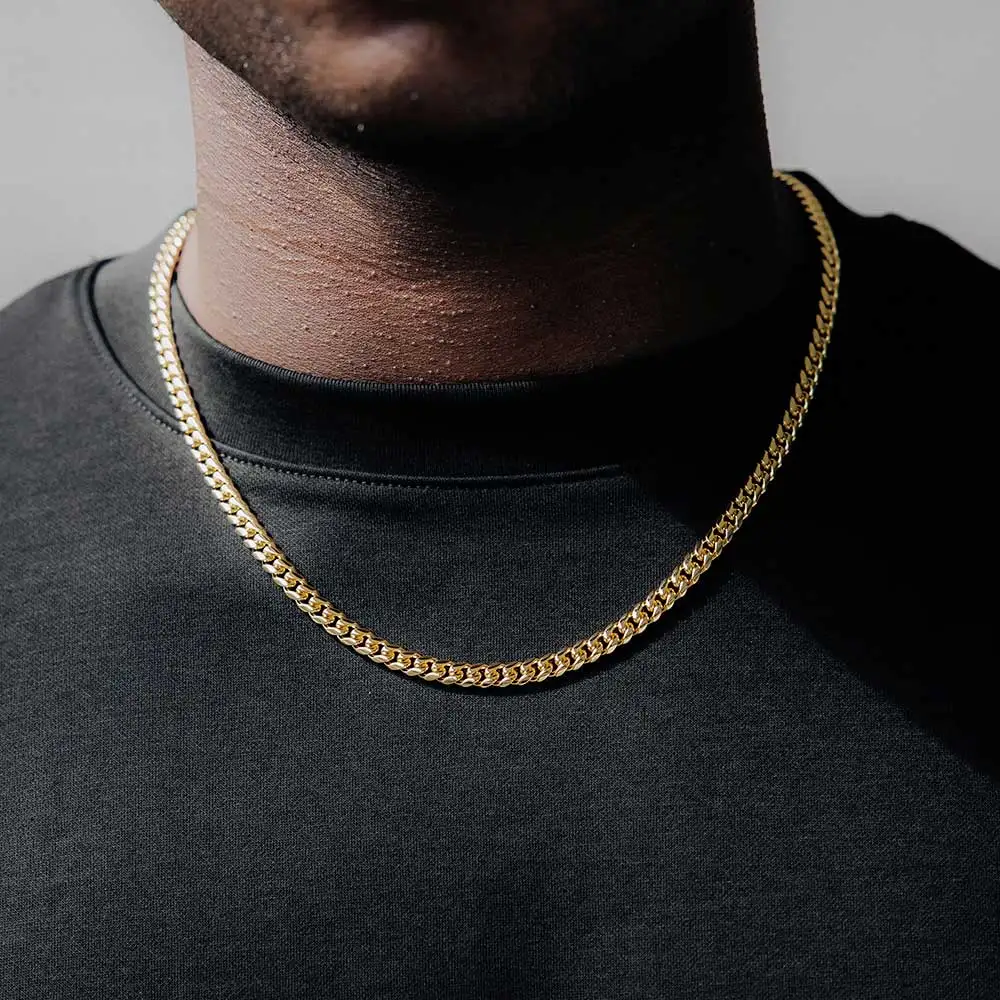 Großhandel 4/5/6/7/8 MM Edelstahl Kubanische Gliederkette Mode Vergoldet Kubanische Halskette Hip Hop Schmuck Männer Frauen Image