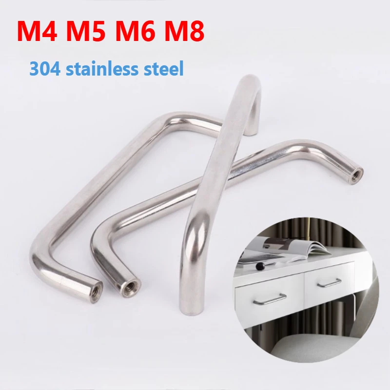 M4M5M6M8 Tür Silber Küche Schrank Lagerung Griff Ziehen Solide Schublade Knöpfe Schrank Kommoden Kleiderschrank Schrank Tür Zieht Hardware Image