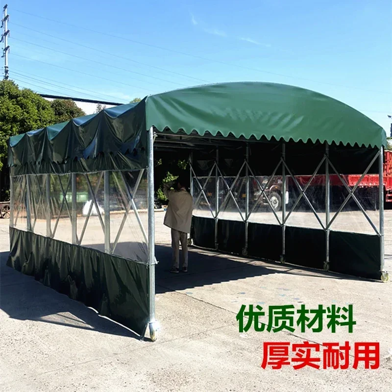 Mobiles Schiebeüberdachung für den Außenbereich, großformatiger Teleskop-Sonnenschutz, Fabriklager, regensichere Plane, Parkaktivität Image