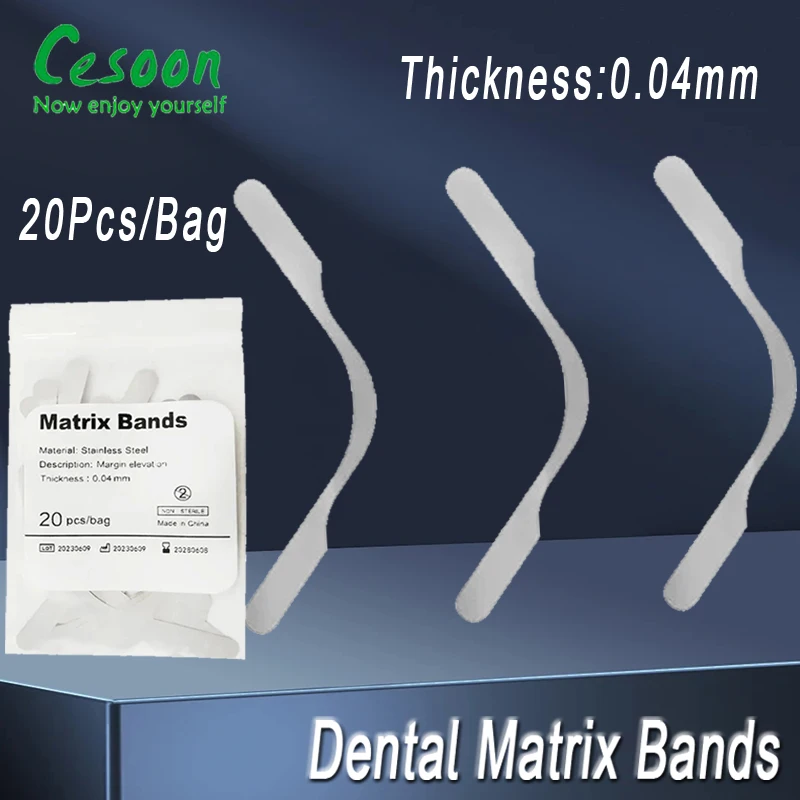 20 Stück/Beutel Zahnärztliche Matrizenbänder Tofflemire Stuck Gingival Wall Lift Große Krümmung Sektionale Konturierte Matrizen Zahnärztliche Materialien Image