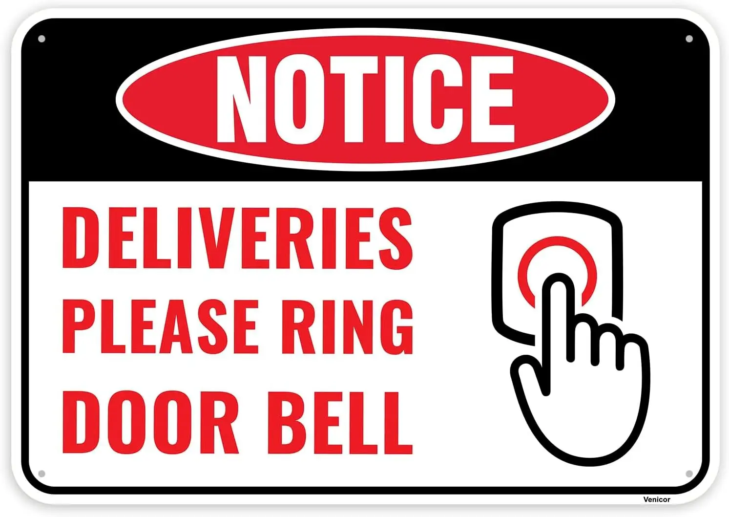 1 Stück Lieferungen bitte Ring-Türklingelschild, 30,5 x 20,3 cm – Aluminium – Ring-Türklingelschild – Lieferungsanleitungsschild Image