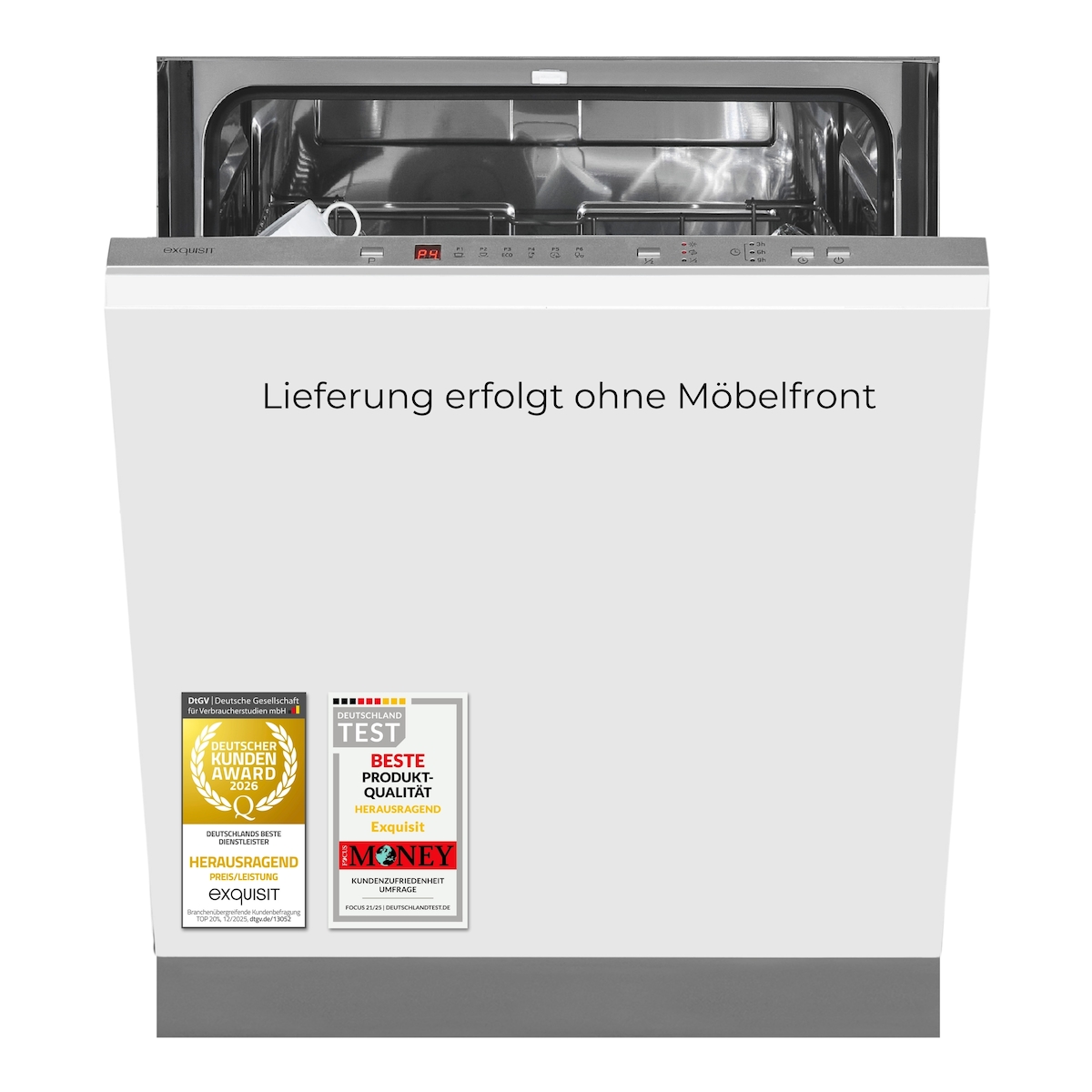 Exquisit Einbau-Geschirrspüler, 12 Maßgedecke, vollintegrierbar, 6 Programme, Schnellprogramm 30 Min., EGSP6312-E-030E silber Image