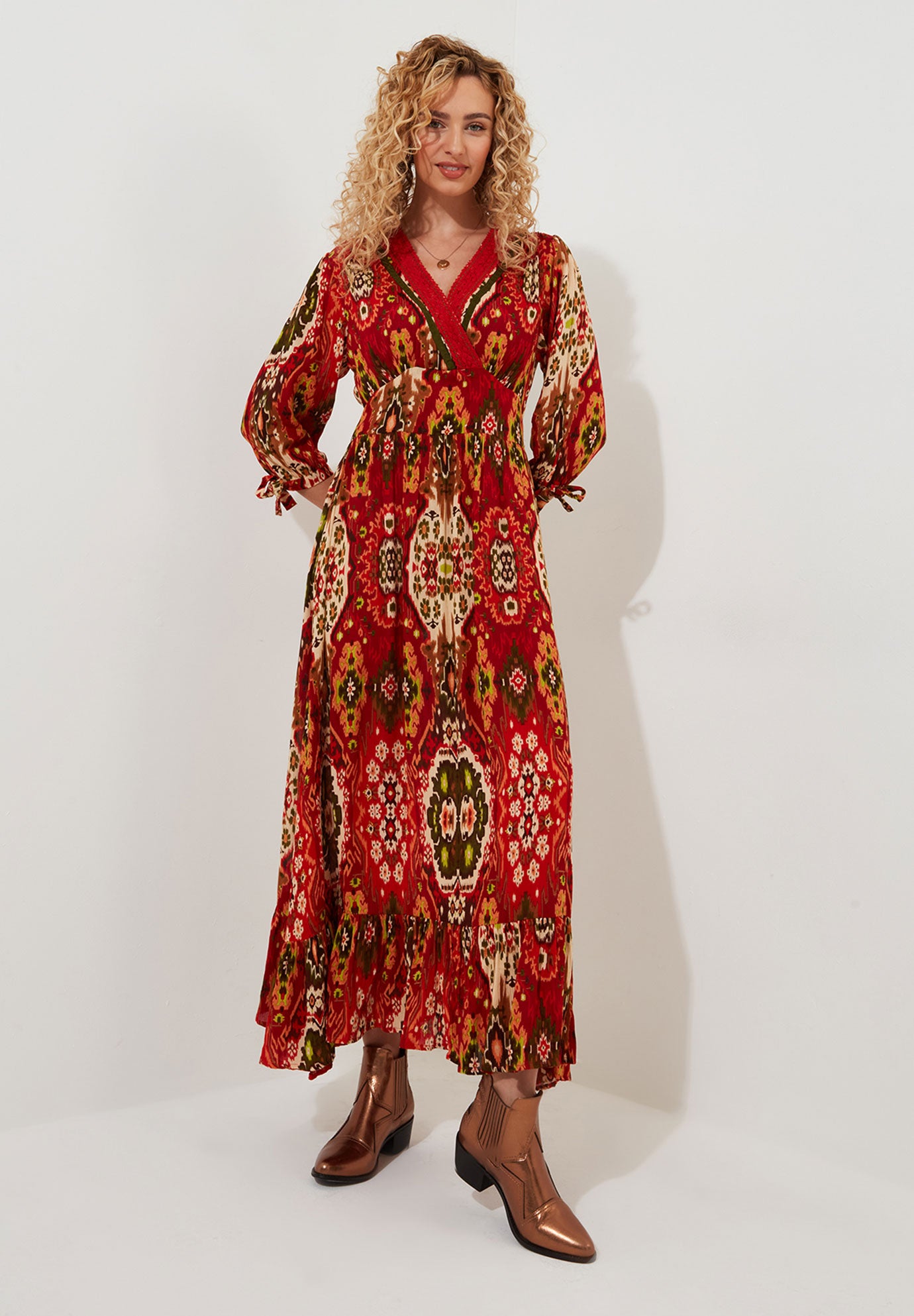 Plus Size Women's Surplice Flounce Maxi Dress by Joe Browns in Boho Tapestry (Size 30 W)