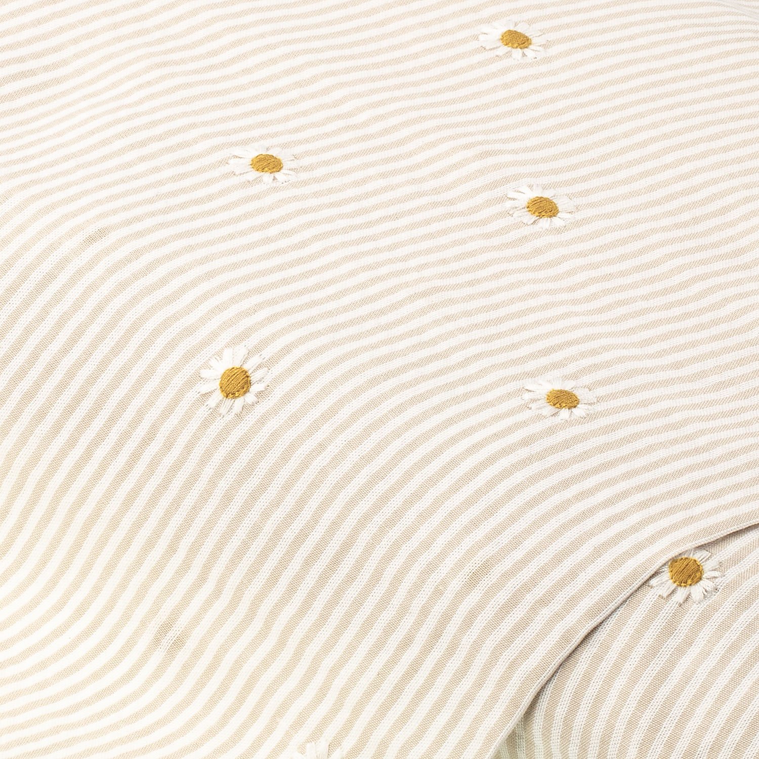 Tissu seersucker de coton "rayures et fleurs", marron clair/blanc